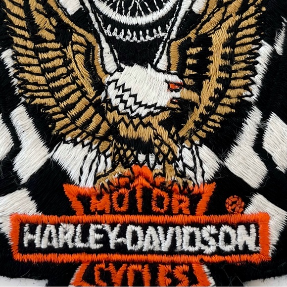 Harley-Davidson Patch Checkered Flag Eagle Finish Line Wings Up Racing - Picture 5 of 5